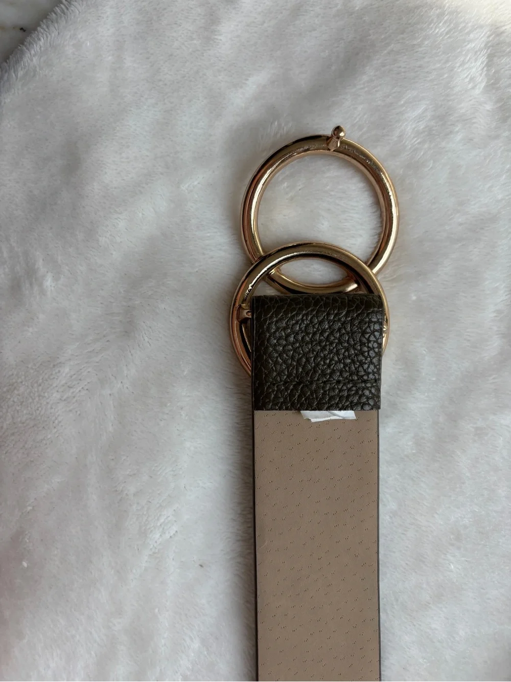Women’s Black Double-Ring Faux Leather Belt